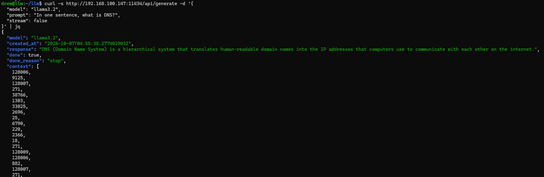 /api/generate response