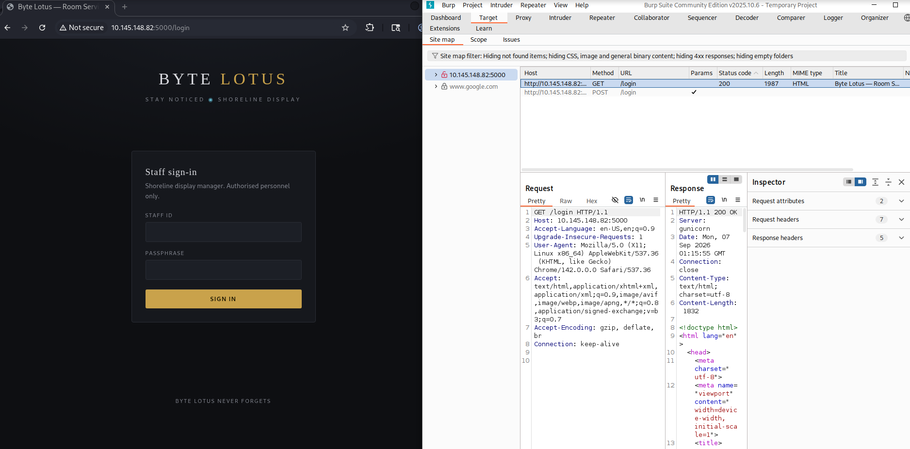 Static login page